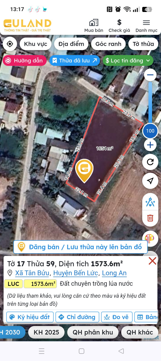 Bán đất 192m² 1.9 tỷ tại Xã Tân Bửu Huyện Bến Lức