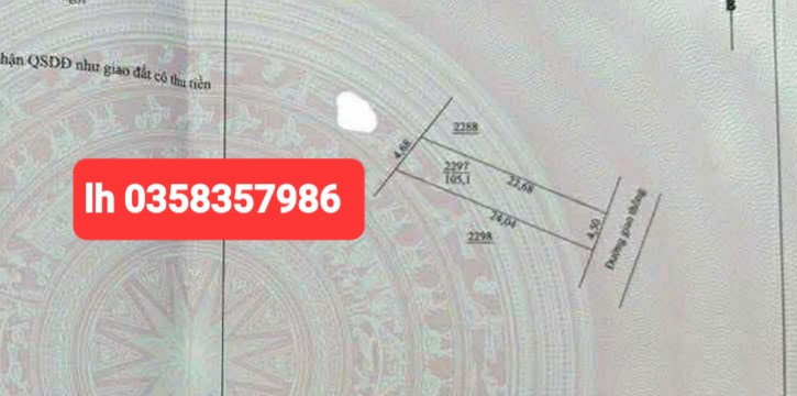 Bán đất 105.1m² ngang 4.5m giá 700 triệu Xã Tân Cương