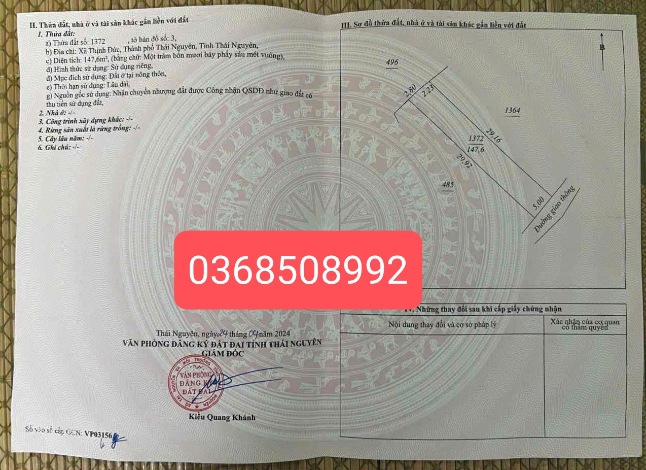 Bán đất 147m² ngang 5m giá 886 triệu Xã Tân Cương