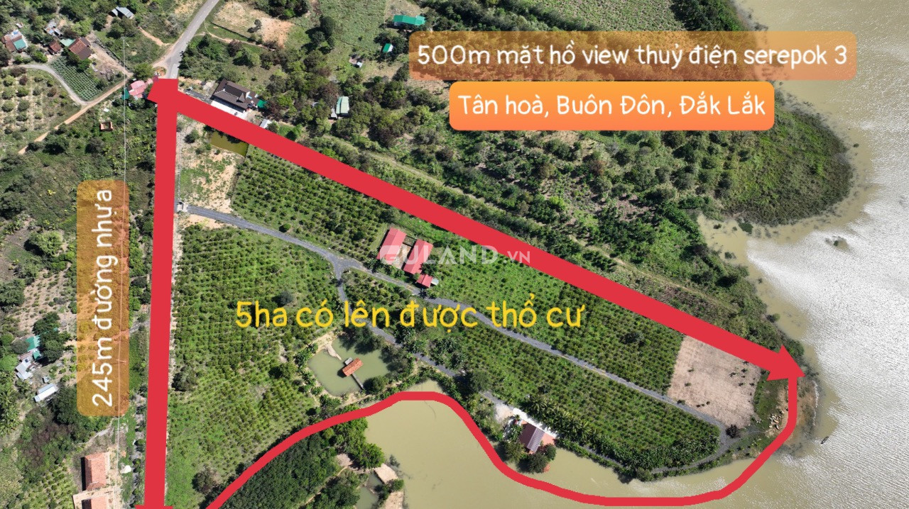 HẠ GIÁ 10 TỶ CHỈ CÒN 33 TỶ SỞ HỮU NGAY SIÊU PHẨM View Hồ Thuỷ Điện Serepok 3, 50000m²