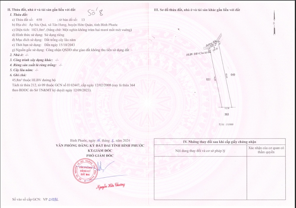 Bán đất 1021m² ngang 14,66m giá 240 triệu Xã Tân Hưng Liên hệ chính chủ: 0901.370.396