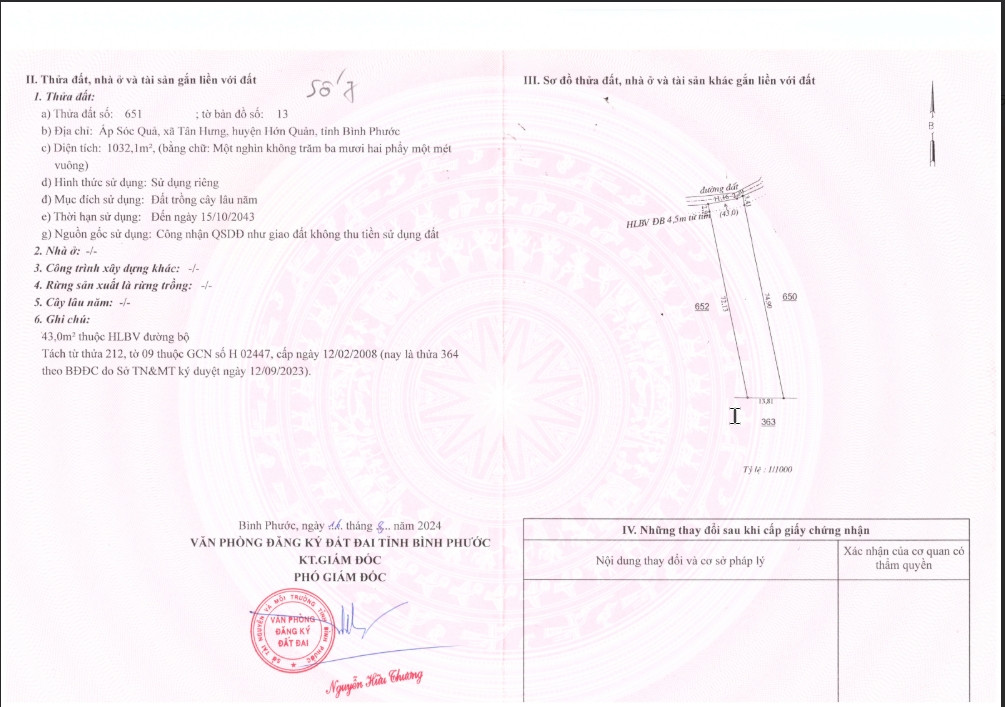 Bán đất 1021,1m² ngang 13,55m giá 245 triệu Xã Tân Hưng Liên hệ chính chủ: 0901.370.396