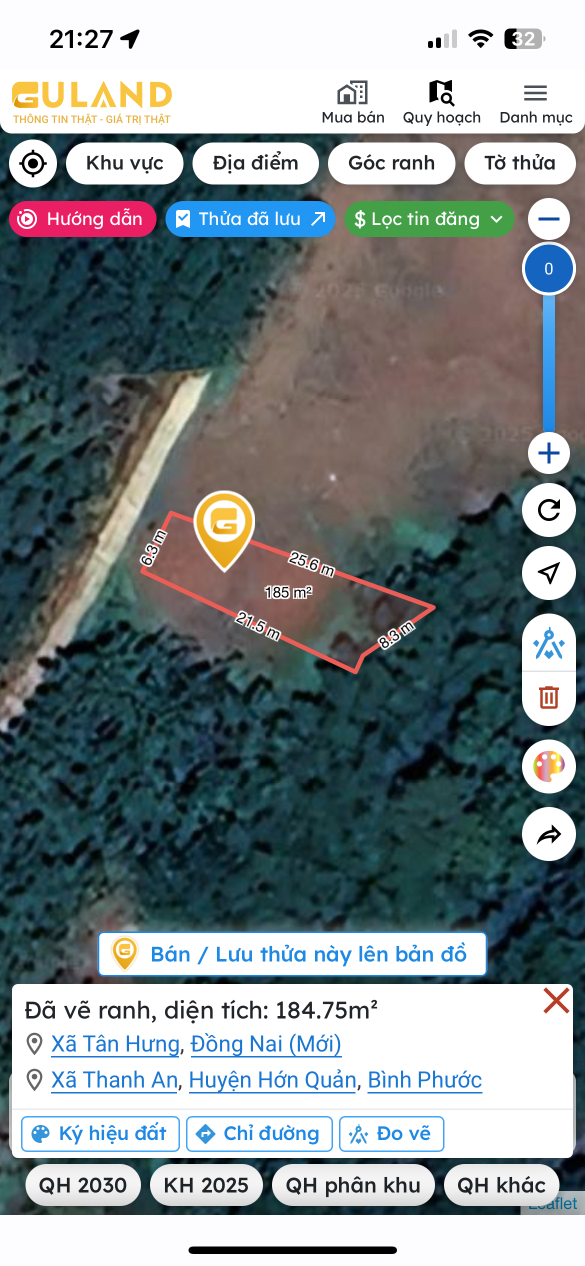 Bán đất 184.8m² giá 160 triệu Xã Tân Hưng