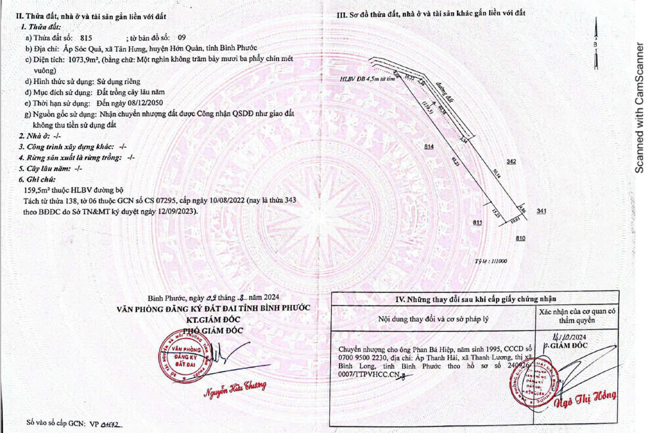 Bán đất 1073,9m² ngang 16m giá 210 triệu Xã Tân Hưng Bán Đất Chính Chủ Lh: 0901.370.396