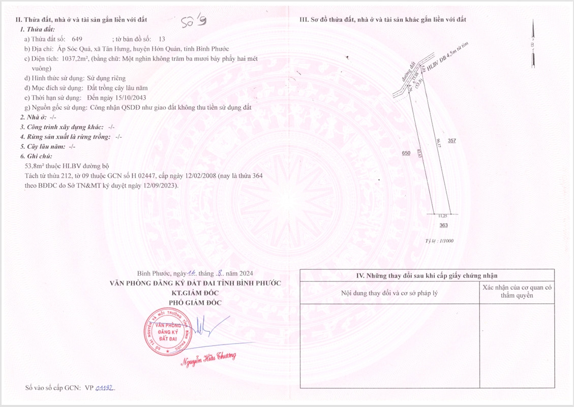 Bán đất 1037,2m² ngang 11,25m giá 235 triệu Xã Tân Hưng 📞 Liên hệ chính chủ: 0901.370.396