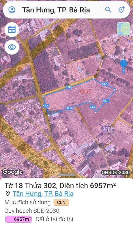 chủ bán đất Xã Tân Hưng. Tp.Bà Rịa (cách chợ Bà Rịa 1.5km)