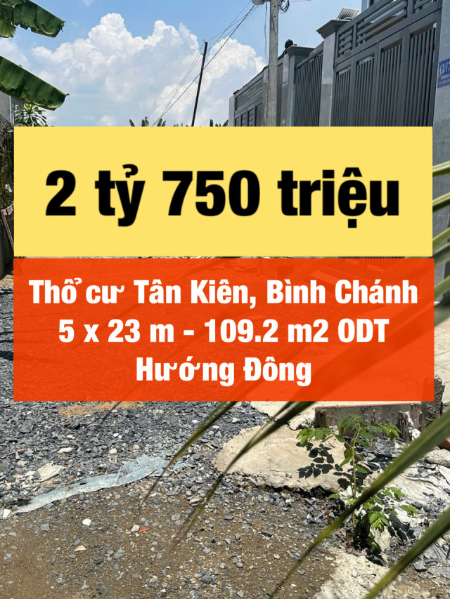 Đất thổ cư Tân Kiên giá tốt 2.75 tỷ !