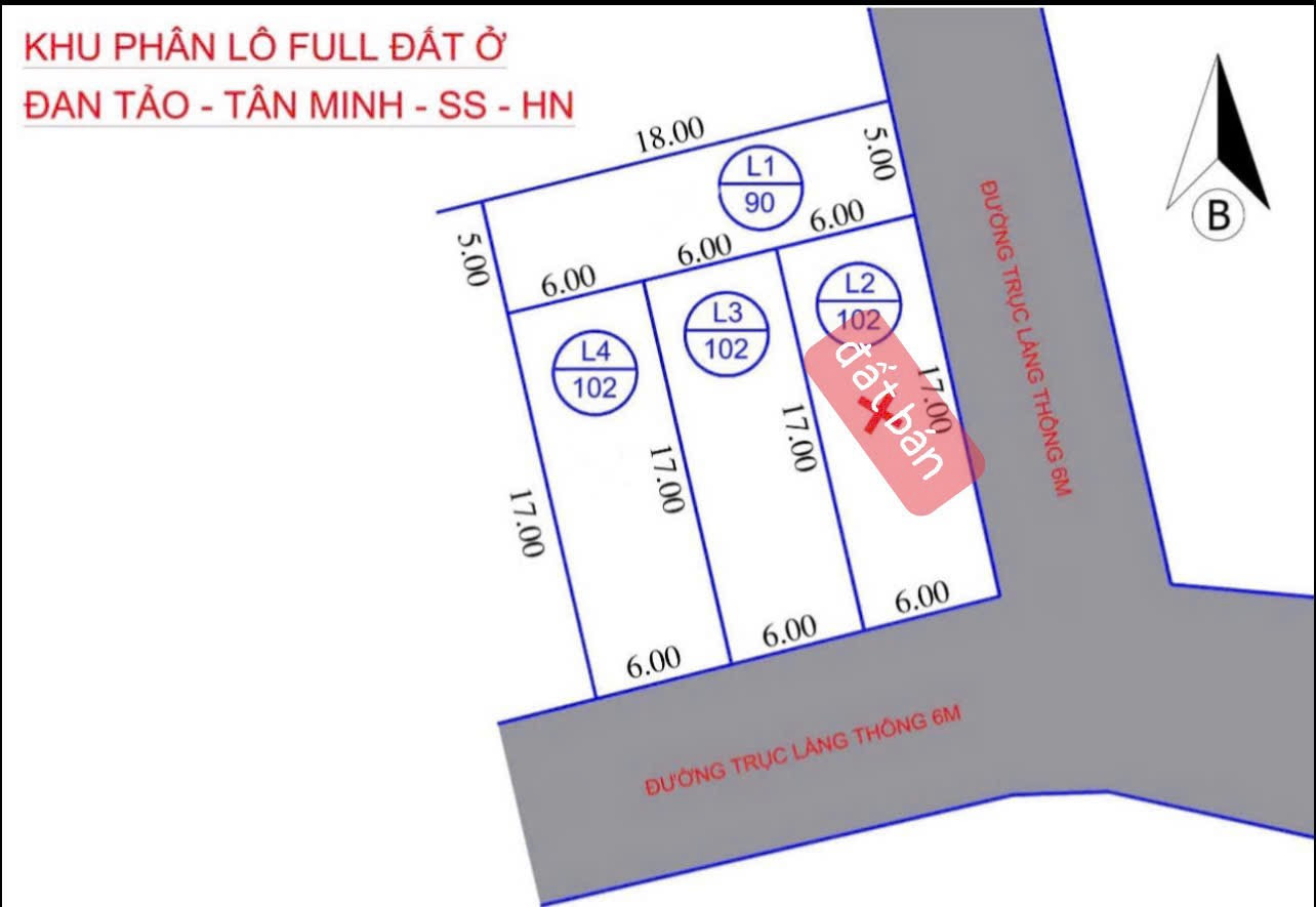 Bán đất 102m² ngang 6m giá 3.2 tỷ tại Xã Tân Minh Huyện Sóc Sơn