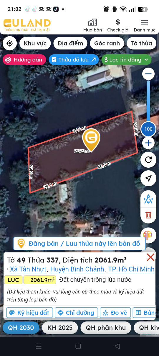 Bán đất 1700m² 7.6 tỷ tại Xã Tân Nhựt Huyện Bình Chánh