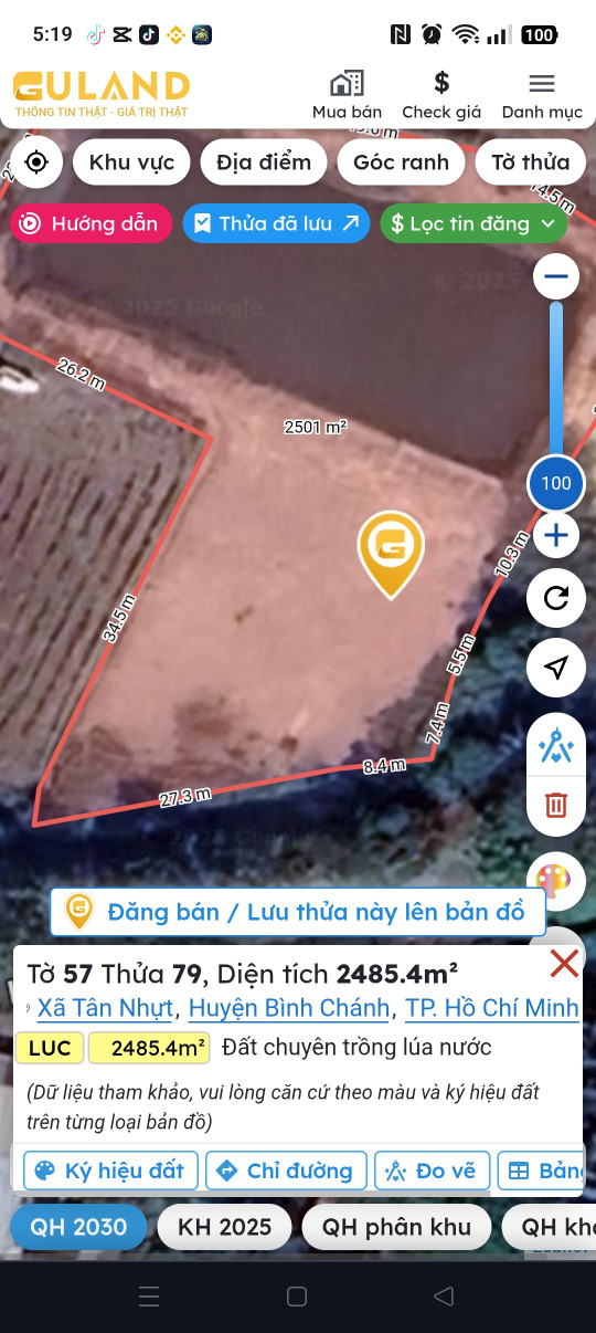 Bán đất 2485.4m² 12.5 tỷ tại Xã Tân Nhựt Huyện Bình Chánh