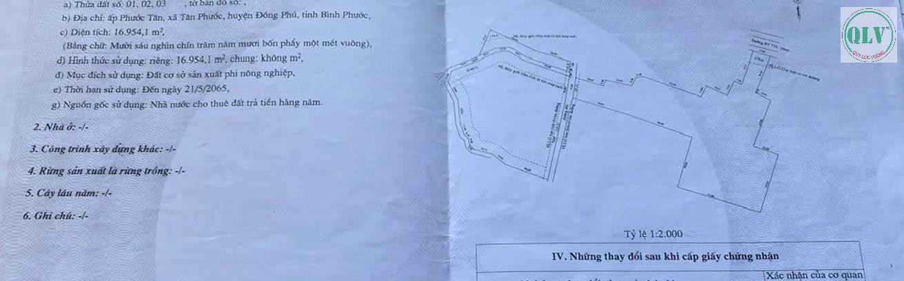 BÁN ĐẤT SẢN XUẤT – TÂN PHƯỚC, ĐỒNG PHÚ, BÌNH PHƯỚC – 16.954m²