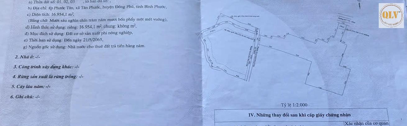 BÁN ĐẤT SẢN XUẤT TÂN PHƯỚC, ĐỒNG PHÚ 16.954m2