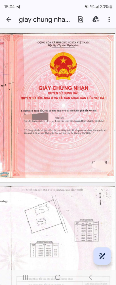 Bán đất tại Ấp 4, X. Tân Quý Tây, H. Bình Chánh, TP Hồ Chí Minh