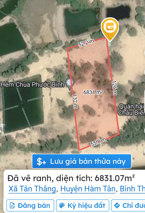 Bán đất 6831.1m² 16 tỷ tại Xã Tân Thắng Huyện Hàm Tân