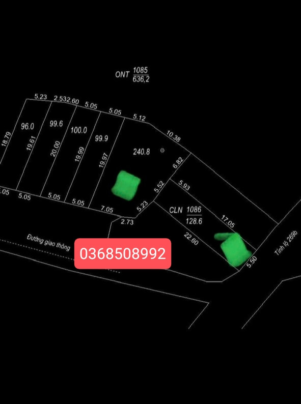 Bán đất 369m² ngang 5,5m giá 2.45 tỷ Xã Tân Thành