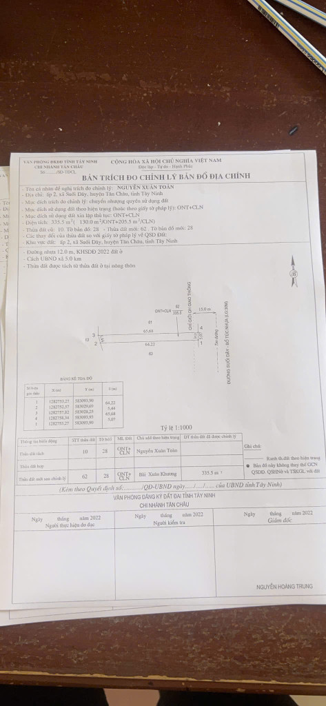 Bán đất 1064.2m² ngang 16m giá 1.6 tỷ Xã Tân Thành