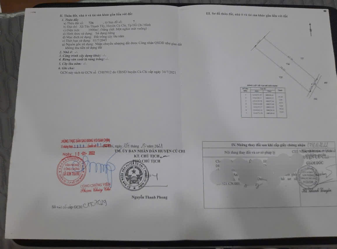 (L582) Đất cây lâu năm, xã Tân Thạnh Tây, dt 1000m2, giá 2 tỷ 200