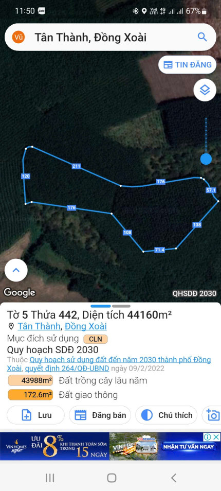 Đất mặt tiền đường Tân Thành Đông xoài Bình Phước