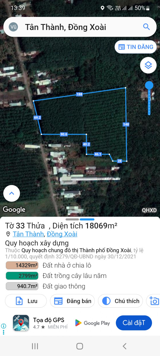 Đất xã Tân Thành Đông xoài Bình Phước