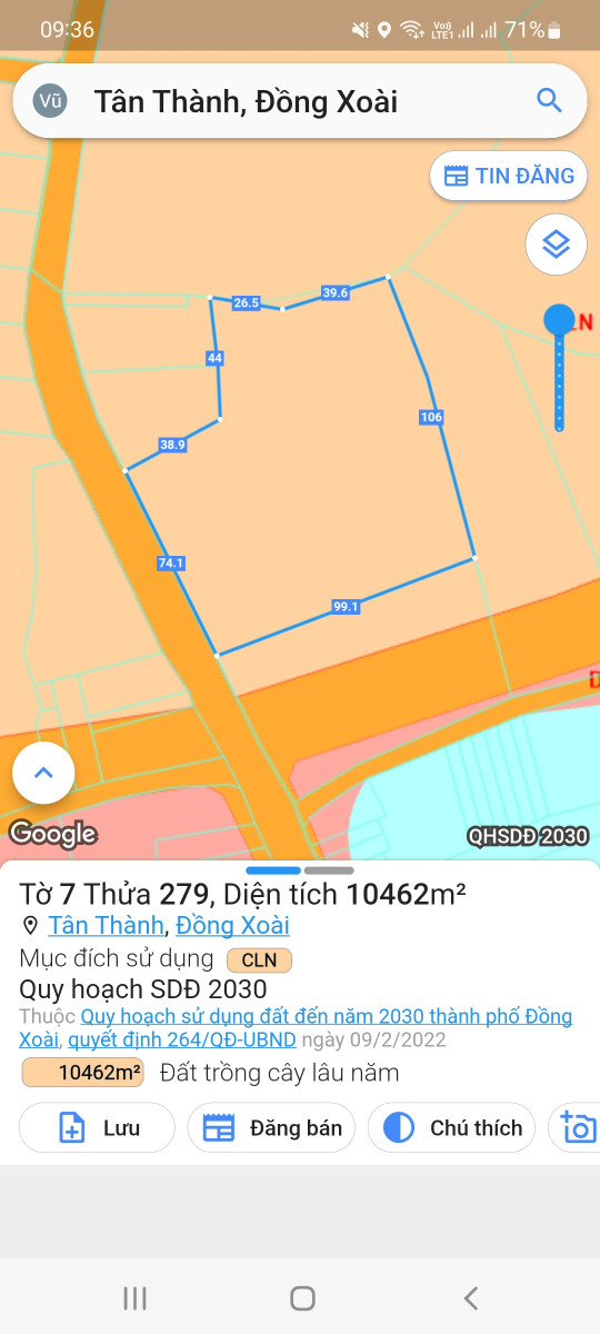 Đất xã Tân Thành Đông xoài Bình Phước
