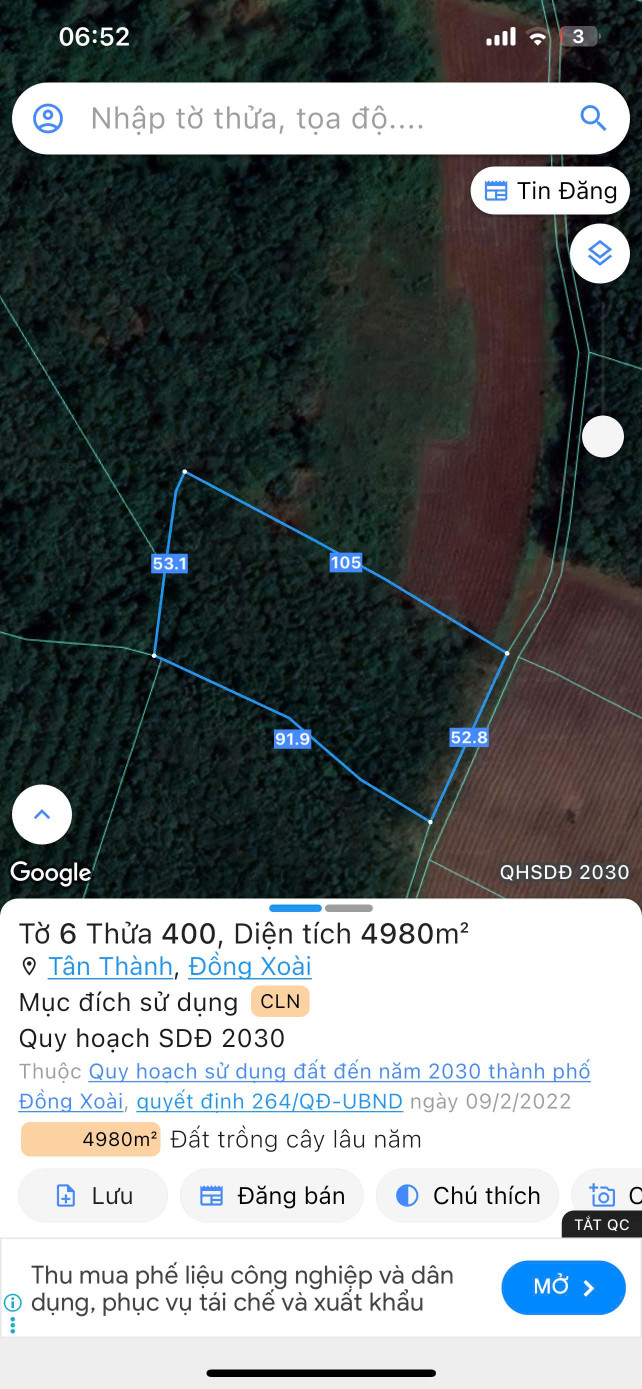 Bán đất xã tân thành tp đồng xoài tỉnh bình phước