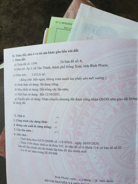 Bán đất xã tân thành đồng xoài bình phước