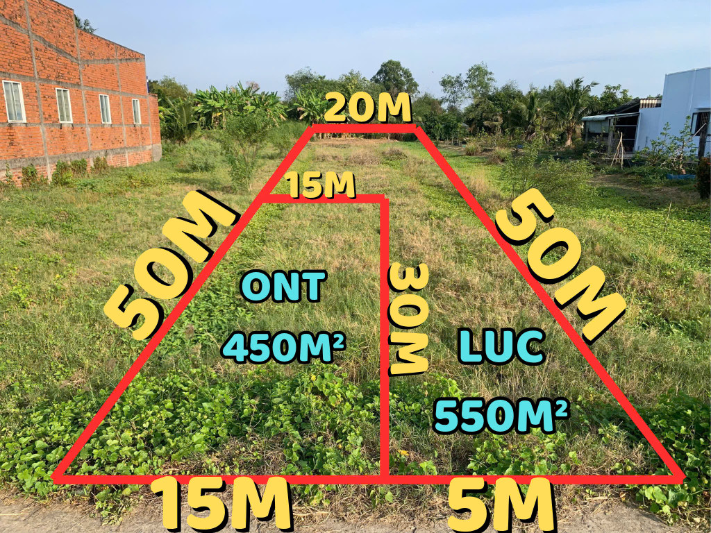 Bán lô thổ lúa 20x50 (15x30 thổ + 550m2 Lúa) MT nhựa 4m Gần Chợ Bình Lãng Xã Tân Trụ Tỉnh Long An
