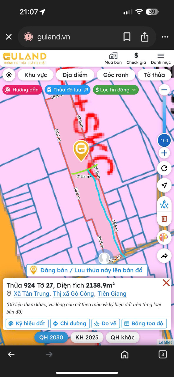 Bán đất 1000m² 2 tỷ tại Xã Tân Trung Thị xã Gò Công