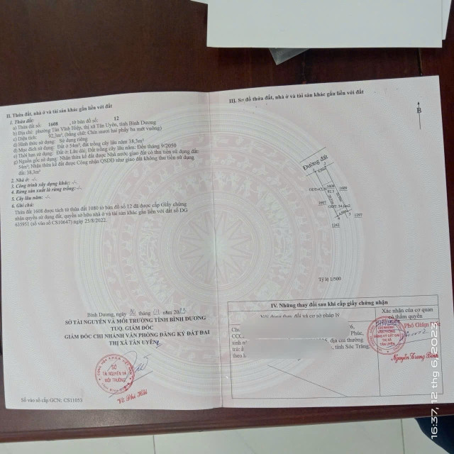 LÔ ĐẤT VỊ TRÍ ĐẸP- CHÍNH CHỦ CẦN BÁN NHANH lô đất tại thị xã Tân uyên, tỉnh Bình Dương