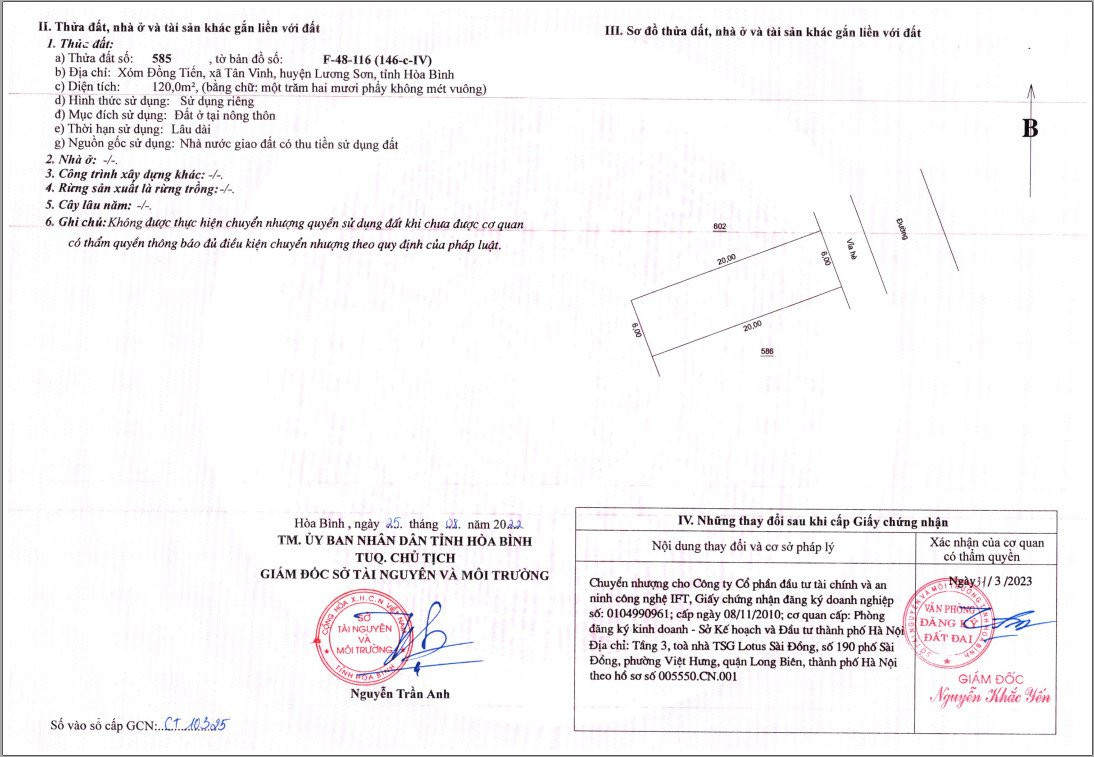 Bán đất 120m² 3 tỷ tại Xã Tân Vinh Huyện Lương Sơn