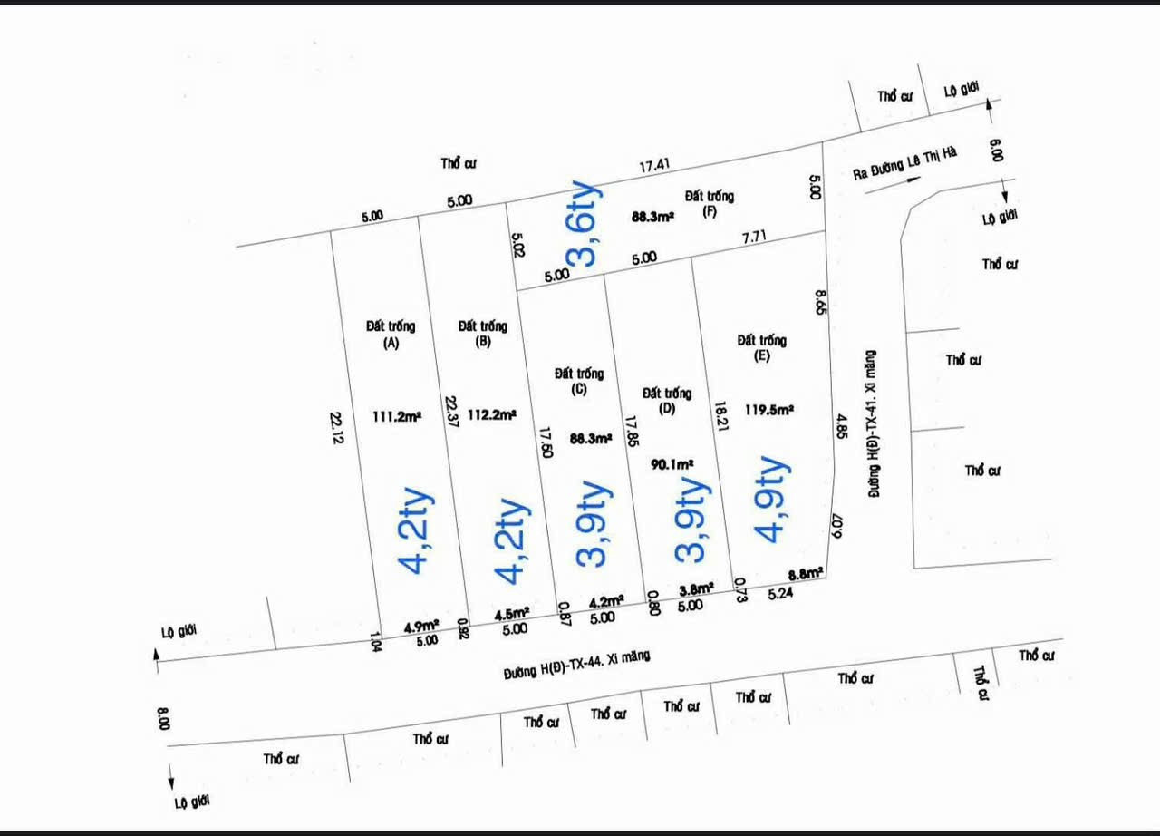 Bán đất 88m² 3.6 tỷ tại Xã Tân Xuân Huyện Hóc Môn