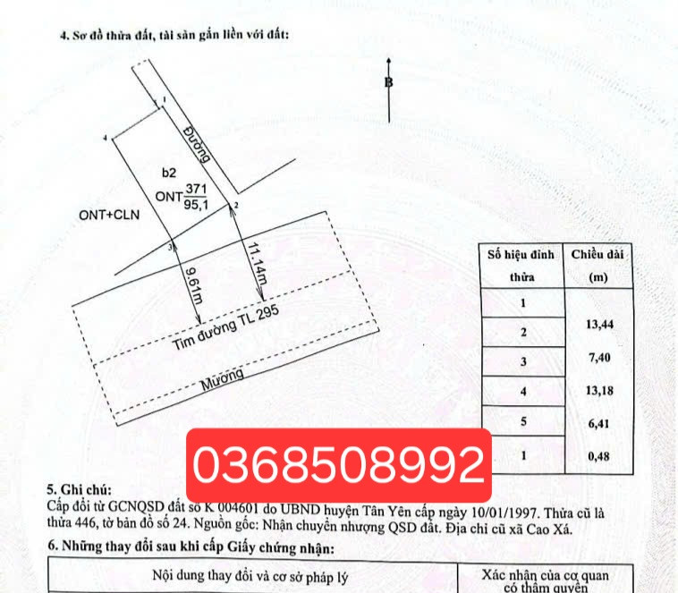 Bán đất 95m² ngang 7,4m giá 2.95 tỷ Xã Tân Yên