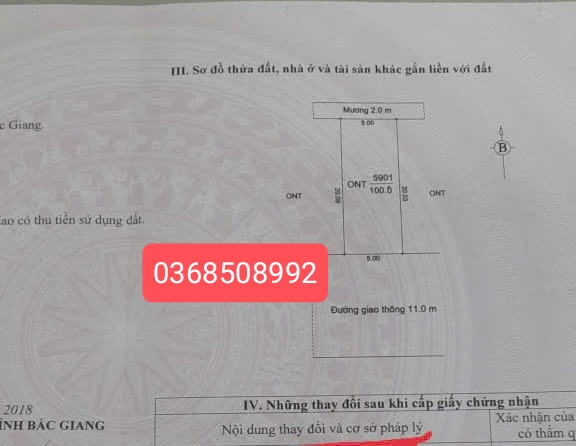 Bán đất 100m² ngang 5m giá 1.89 tỷ Xã Tân Yên
