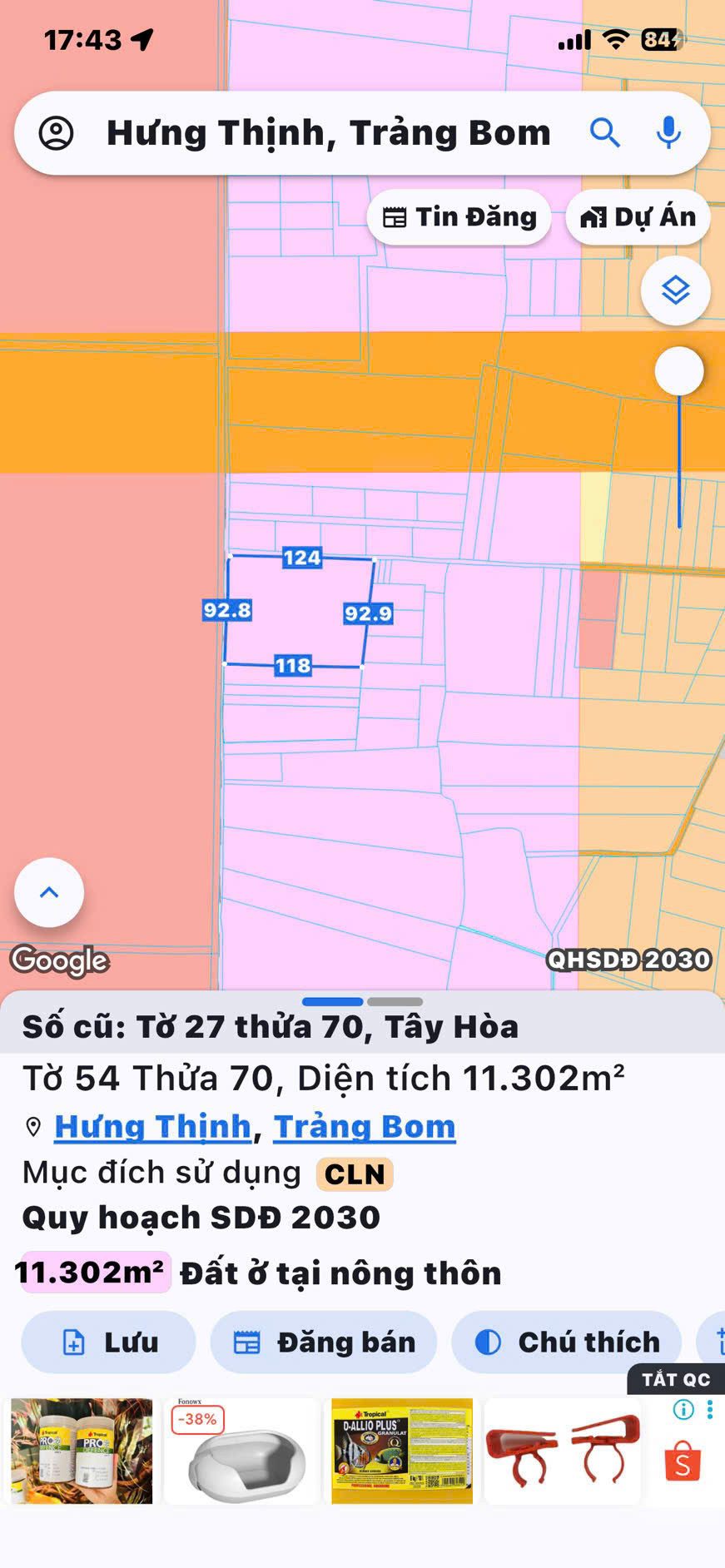 BÁN ĐẤT 2 MẶT TIỀN – GIÁ TỐT TẠI TÂY HÒA, TRẢNG BOM