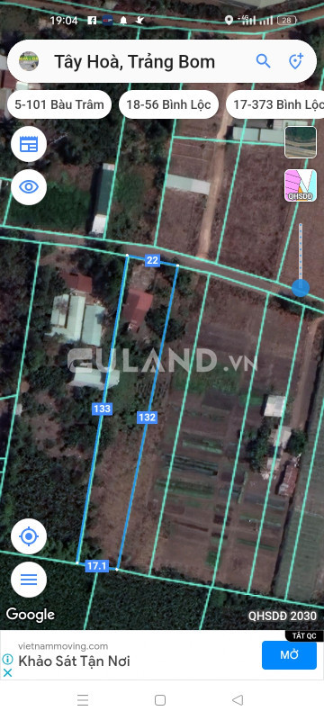 Bán đất sào nông nghiệp ở xã Tây Hoà, huyện Trảng Bom, tỉnh Đồng Nai