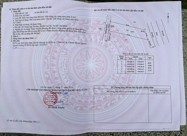 ⭐Chính chủ bán lô đất 1080m full thổ cư tại Trung Lập Thượng  H.Củ Chi cũ , Tp HCM . LH 0908199638