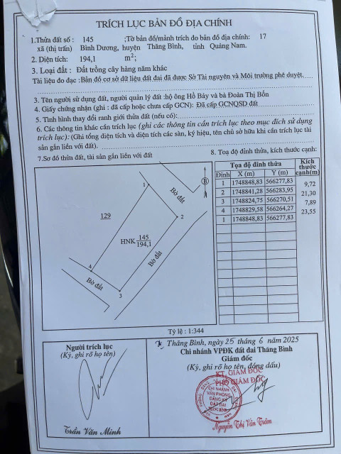 Bán đất 194m² giá 150 triệu Xã Thăng An