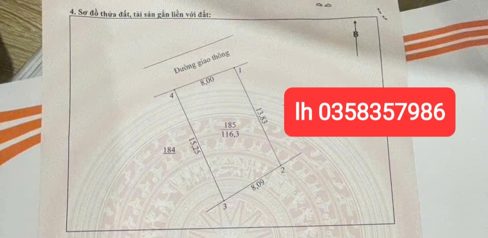 Bán đất 116.3m² ngang 8.09m giá 480 triệu Xã Thành Công