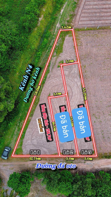 Bán đất full thổ cư 256m² ngang 12,76m giá 199 triệu Xã Thạnh Đức
