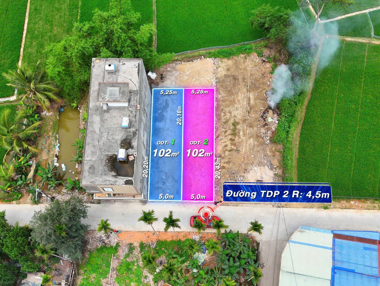 Chào bán 2 lô f0 tại thiên hương Thủy Nguyên dt 102m giá chỉ 1tỷ 8xx lh ngay 0382341632
