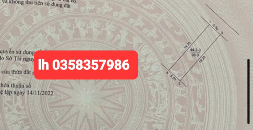 Bán đất 96m² ngang 5m giá 9.05 tỷ Xã Thiên Lộc