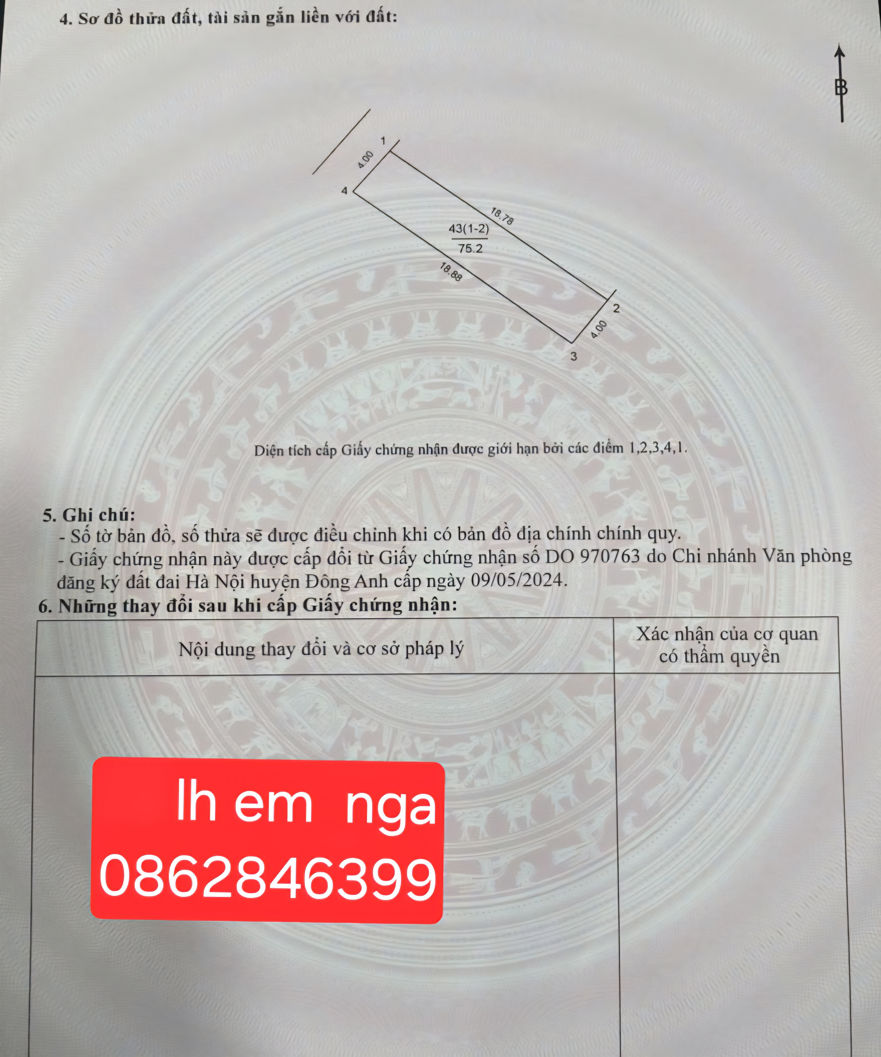Bán đất 75,2m² ngang 4m giá 8.2 tỷ Xã Thiên Lộc