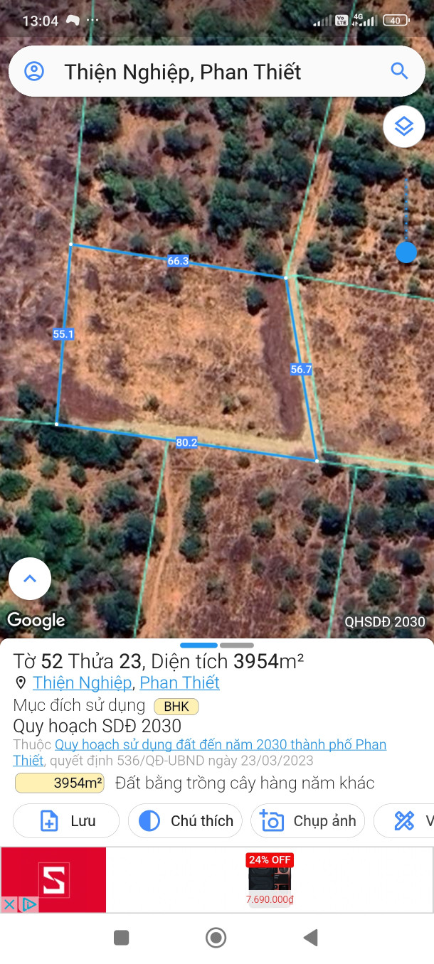 Bán đất sân bay 8000m² 5.6 tỷ tại Xã Thiện Nghiệp Thành phố Phan Thiết