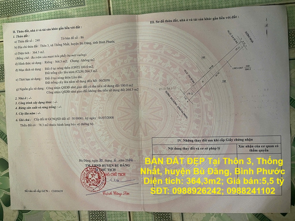 ĐẤT ĐẸP - GIÁ TỐT CHÍNH CHỦ BÁN ĐẤT ĐẸP Tại Thôn 3, Thống Nhất, huyện Bù Đăng, Bình Phước