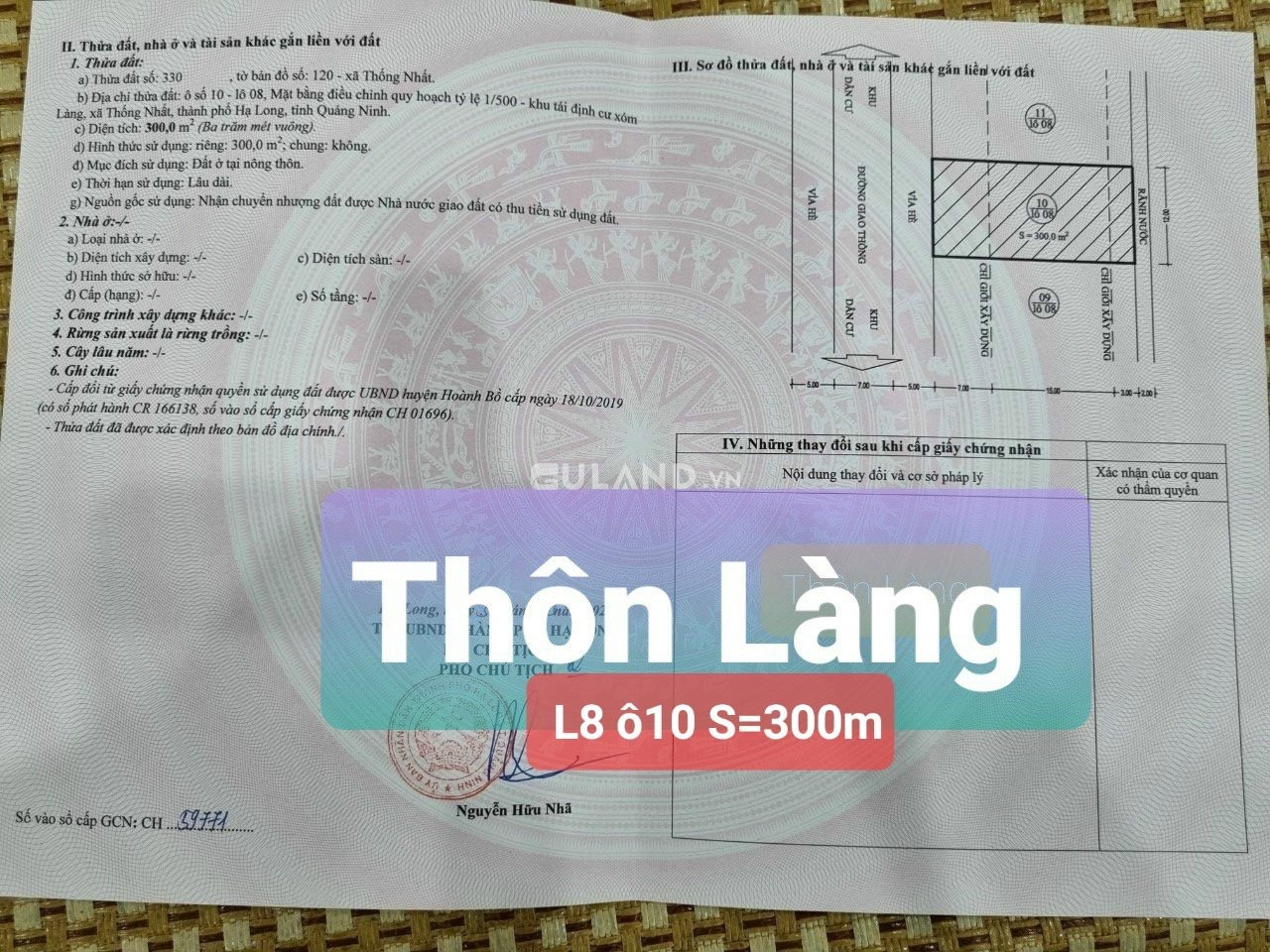 Đất TĐC Thôn Làng - Xã Thống Nhất