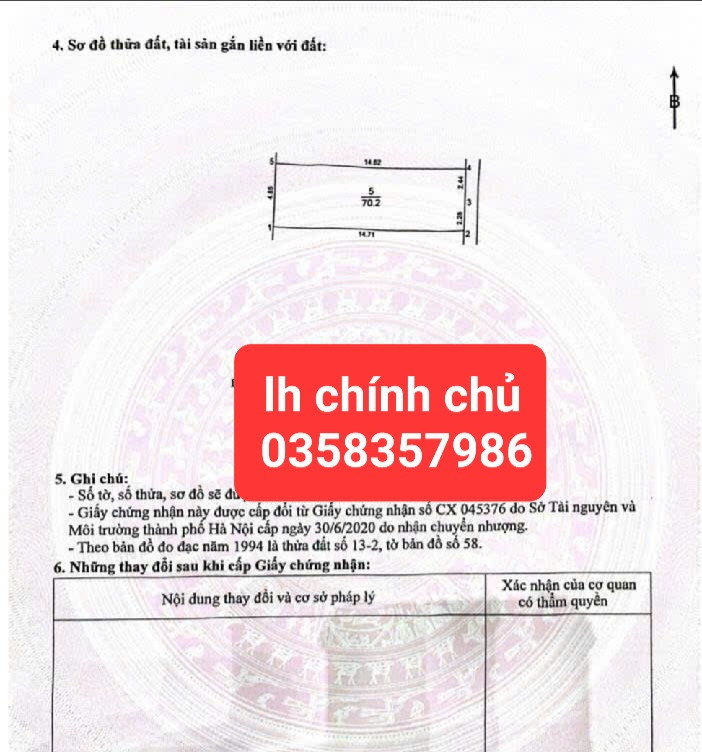 Bán đất 70m² ngang 4.85m giá 5.3 tỷ Xã Thư Lâm