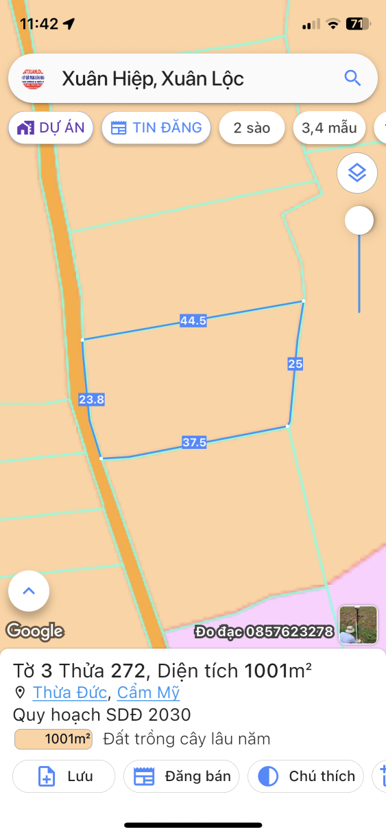Bán đất 1000m² 1.4 tỷ tại Xã Thừa Đức Huyện Cẩm Mỹ