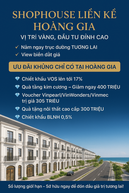 Bán Shophouse Hoàng Gia sinh lời đỉnh cao