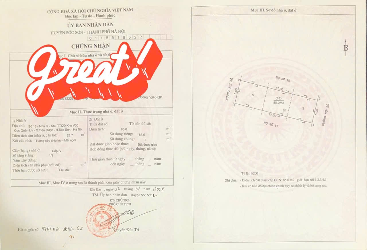 Bán đất 85m² ngang 5m giá 2.45 tỷ tại Xã Tiên Dược Huyện Sóc Sơn