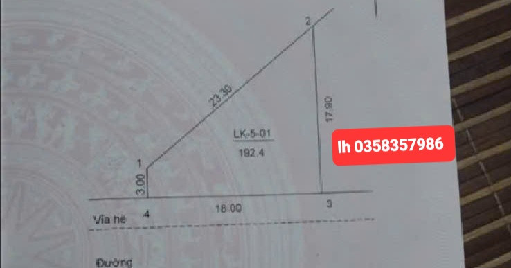 Bán đất 192.4m² ngang 18m giá 6.9 tỷ Xã Tiến Thắng